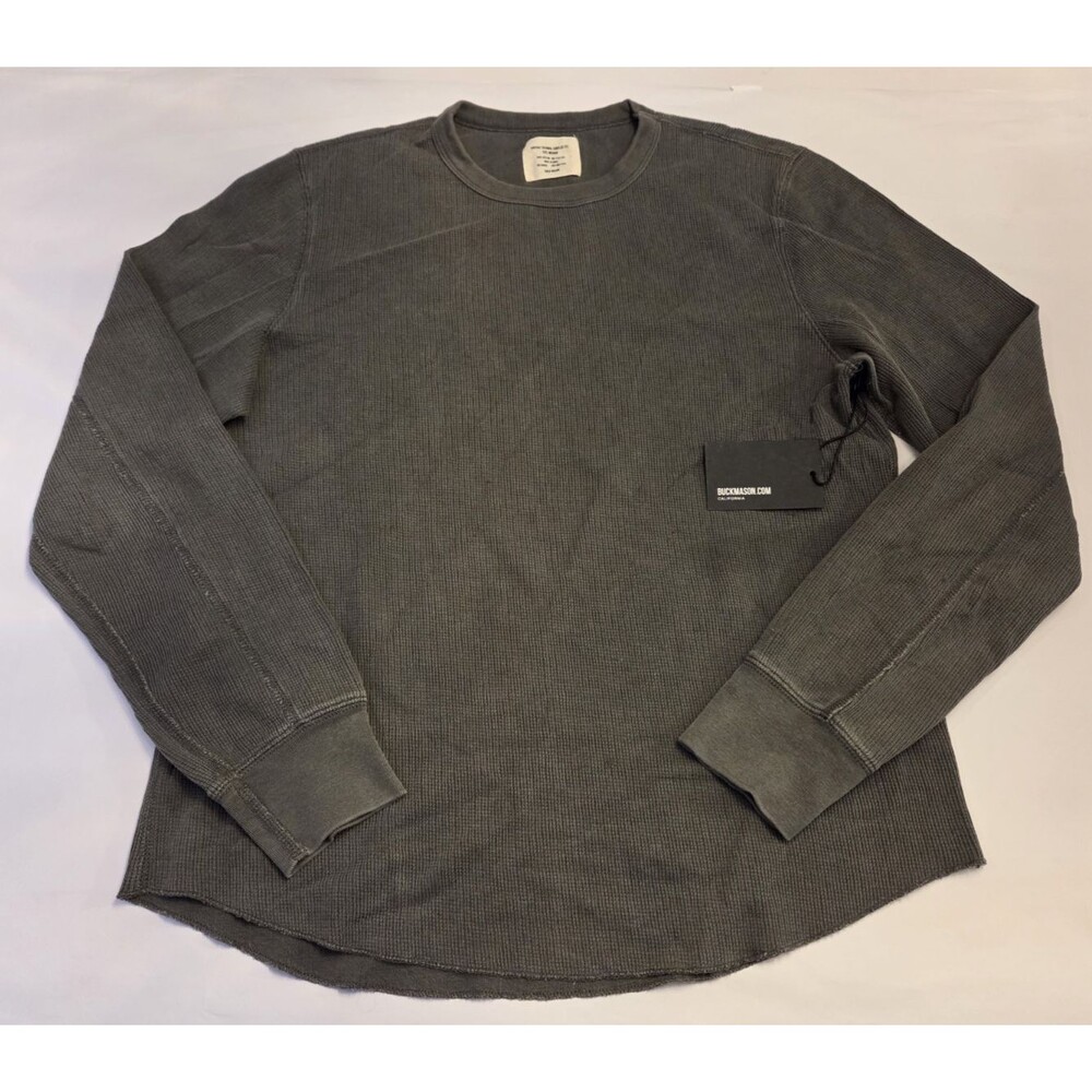 NWT Buck Mason Vintage Thermal Surplus Tee Faded Black Medium Waffle Knit
